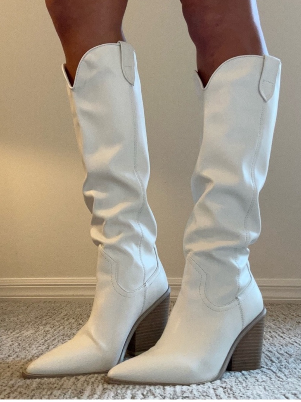 Steve Madden White bronco  Block Heel Boots